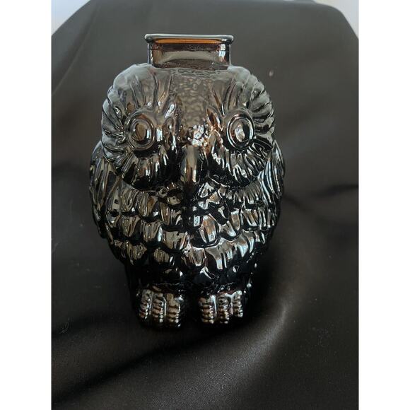 Amber Glass Wise Old Owl Glass Piggy Bank 7”tall Vintage Coin A8 - Picture 2 of 7